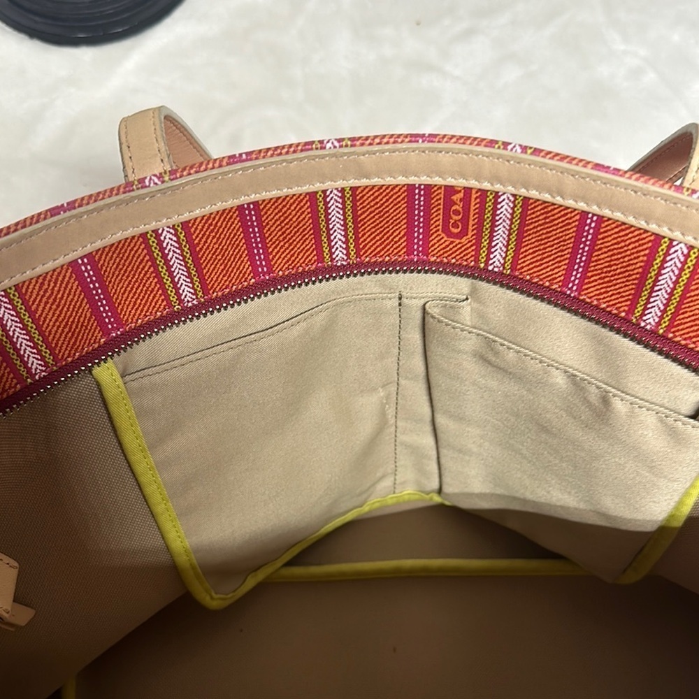 Coach Legacy Red and Cream Striped Tote - Picture 14 of 16